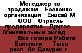 Менеджер по продажам › Название организации ­ Енисей-М, ООО › Отрасль предприятия ­ Другое › Минимальный оклад ­ 100 000 - Все города Работа » Вакансии   . Тыва респ.,Ак-Довурак г.